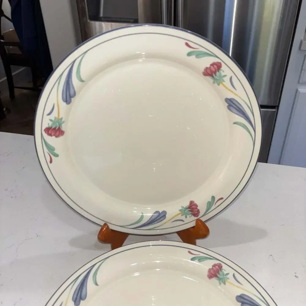 Lenox Chinastone Poppies on Blue Dinner Plates, Set of 4